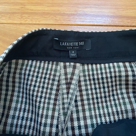 Lafayette 148 Clinton wool blend plaid pants cuffed tapered trousers - Picture 7 of 11